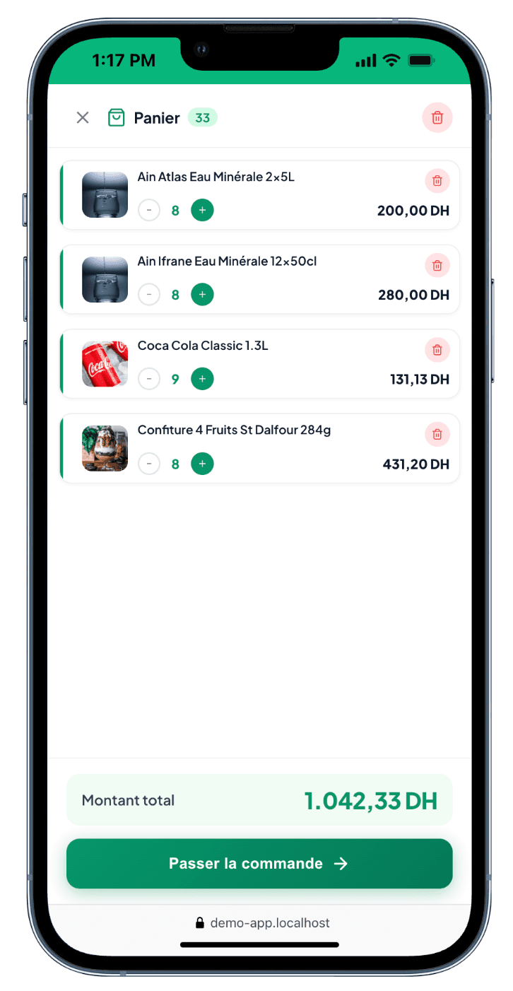 Checkout flow — mobile